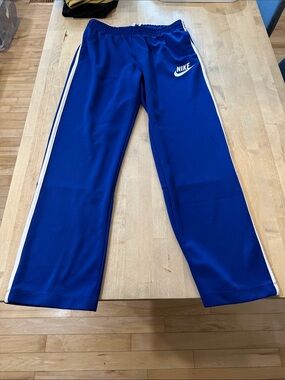 Nike Mens Blue Track Pants with White Side Stripes